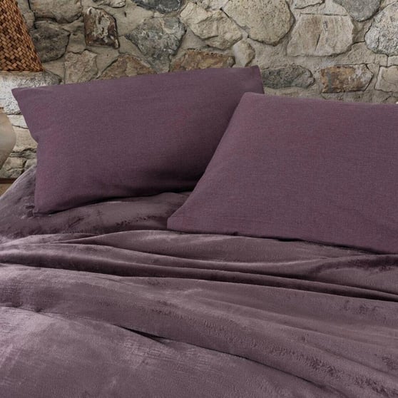 Cotton Box Velvet Flossy Çift Kişilik Pamuk Nevresim Takımı Mürdüm