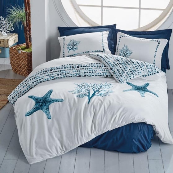 Cotton Box Marıtıme Star Lacivert Ranforce Tek Kişilik Nevresim Takımı