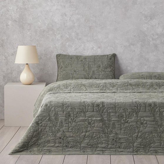English Home Belle Bloom Çift Kişilik Yatak Örtüsü Takımı 200x220 cm Yeşil
