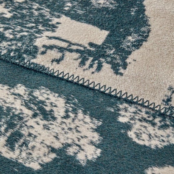 English Home Forest Toile %100 Pamuk Çift Kişilik Battaniye 200x220 cm Yeşil