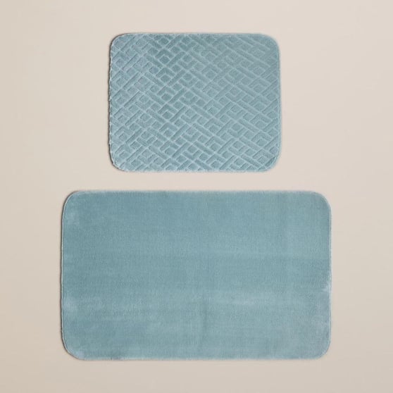 English Home Gridline Banyo Paspası Seti 60x100 cm + Koyu Yeşil