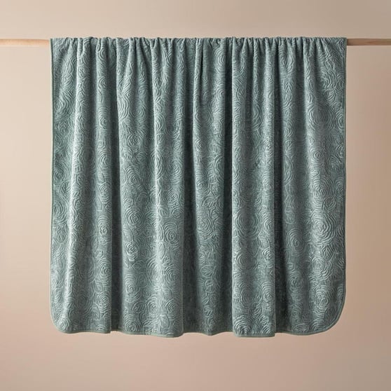 English Home Shabby Rose Emboss Çift Kişilik Battaniye 200x220 cm Seledon