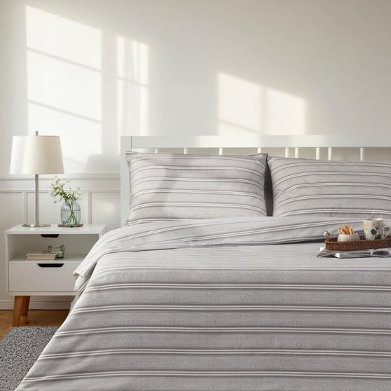 English Home Sleek Lines Çift Kişilik Nevresim Takımı 200x220 cm Gri