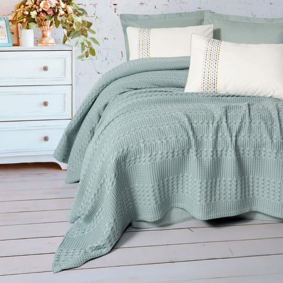 Cotton Box Aura Çift Kişilik Pike Takımı Pebble Mint
