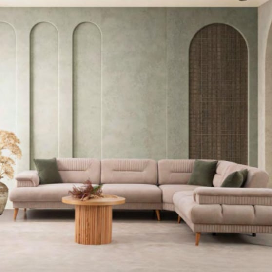 Karpet Köşe Koltuk Takımı 3LF RE 2RF A Serisi Fitilsiz Ahşap Ayak Modern L Koltuk