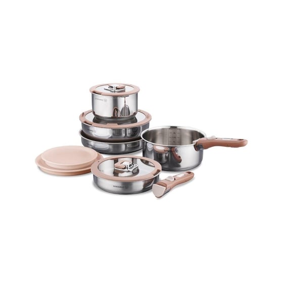 Korkmaz A2790-1 Verso 12 Parça Çıkarılabilir Saplı Tencere Seti Mocha
