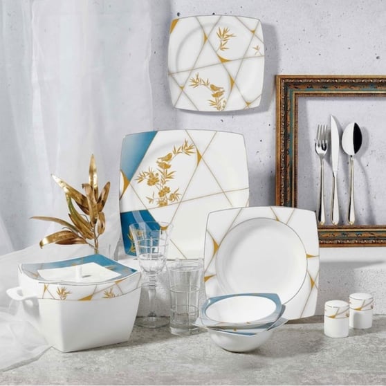 Korkmaz Bone Selection 60 Parça Kare Yemek Takımı