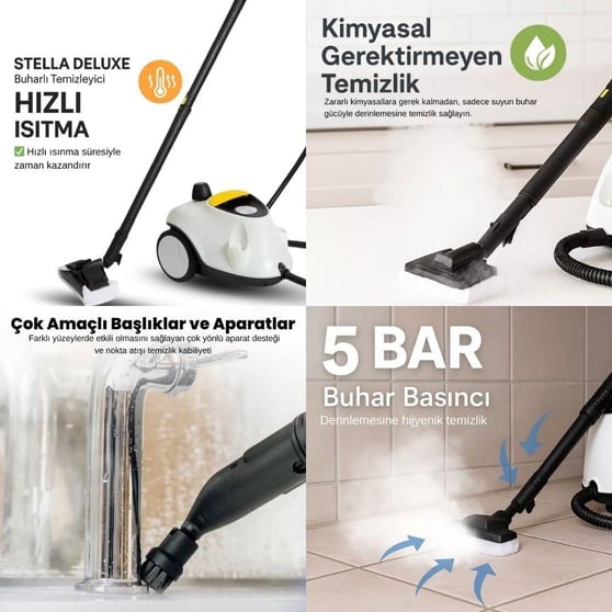 Mieco Stella Deluxe 2100W Çok Fonksiyonlu 5 Bar Buharlı Temizleyici
