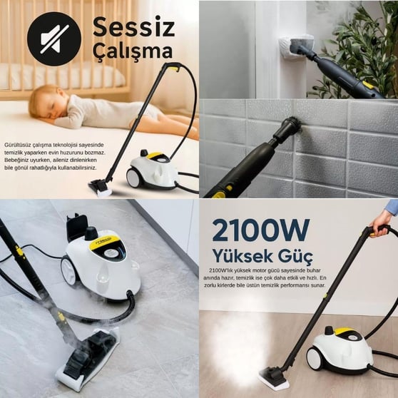 Mieco Stella Deluxe 2100W Çok Fonksiyonlu 5 Bar Buharlı Temizleyici