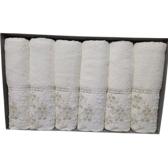 Özdilek Beyza Krem 6lı Kutulu Yüz Havlusu Seti 50x90 cm %100 Pamuk