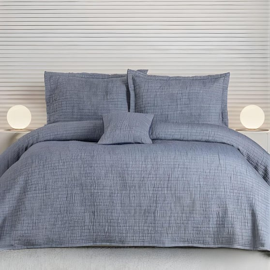 Özdilek Essence Indigo Çift Kişilik Yatak Örtüsü 240x250 cm + Kırlent & Yastık
