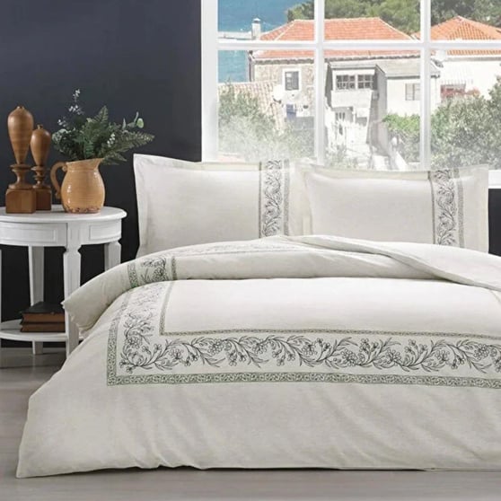 Çarşaf Özdilek Özdilek Fitted Çarşaf Takımı 180x240 Krem Bordado - 4 Parça