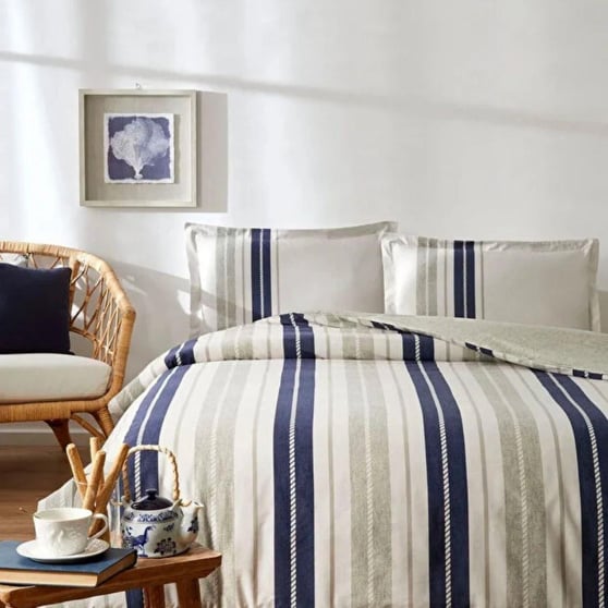 Özdilek Marine Line Ranforce Tek Kişilik Nevresim Takımı 160x220 cm Bej