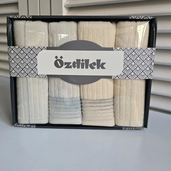 Özdilek Modern Ikat Renkli 4lü Kutulu %100 Pamuk Havlu Seti 50x90 cm