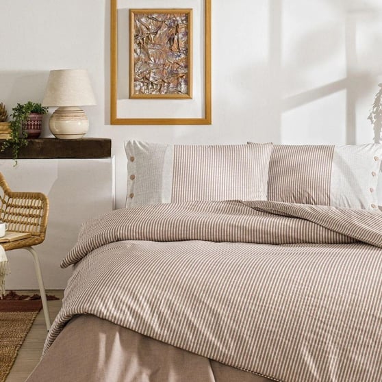 Özdilek Natural Line Çift Kişilik %100 Pamuk Ranforce Nevresim Takımı Somon