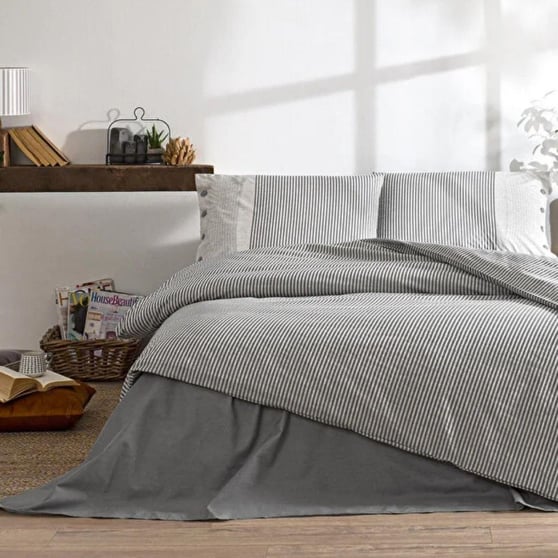 Özdilek Natural Line %100 Pamuk Ranforce Çift Kişilik Nevresim Takımı 200x220 cm Gri