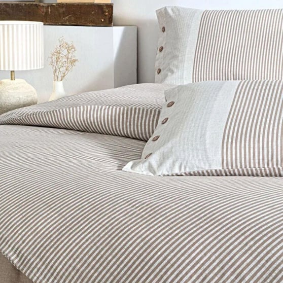 Özdilek Natural Line Tek Kişilik %100 Pamuk Nevresim Takımı 160x220 cm Bej (3lü)