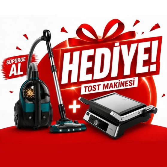Philips Marathon Ultimate XB9185/07 Torbasız Elektrikli Süpürge + HD6301/90 Tost Makinesi Hediye