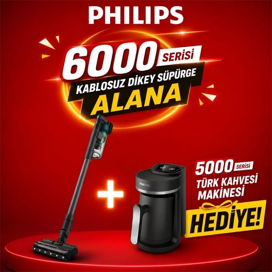 Philips Kablosuz Şarjlı Dikey Süpürge + Türk Kahve Makinesi Hediye