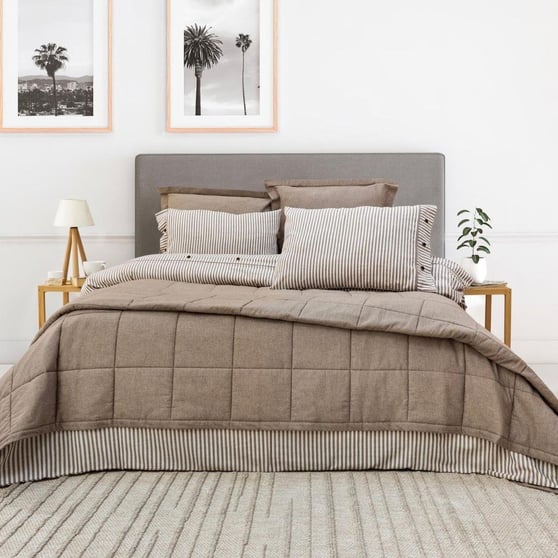 Schafer 3ST412-32906-BEJ01 Loria Yatak Örtüsü Nevresim Seti 7 Prç.-Bej