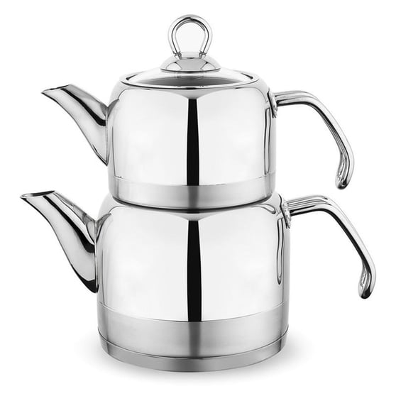 Schafer Ada Metal Çaydanlık Takımı (Büyük)-4 Prç-Inox
