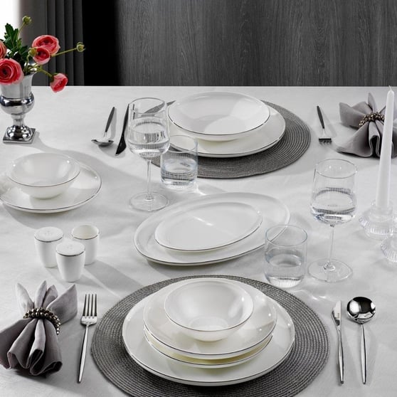 Schafer Chance Platin 56 Parça 12 Kişilik Porselen Yemek Takımı