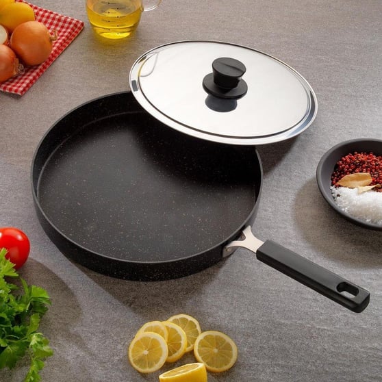 Schafer Fish Pan 32 Cm Kapaklı Granit Balık Tavası 2 Parça Siyah
