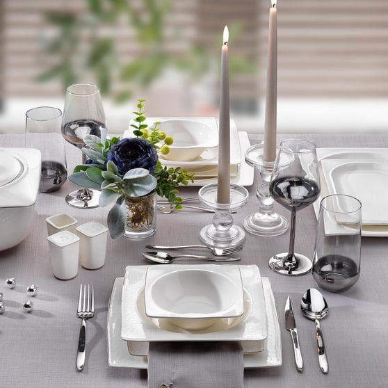 Schafer 1S2407-01001-BYZ02 Glamor Prıvate Kare Yemek Takım-60 Prç-Beyaz
