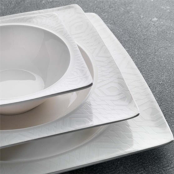 Schafer 1S2407-01001-BYZ02 Glamor Prıvate Kare Yemek Takım-60 Prç-Beyaz