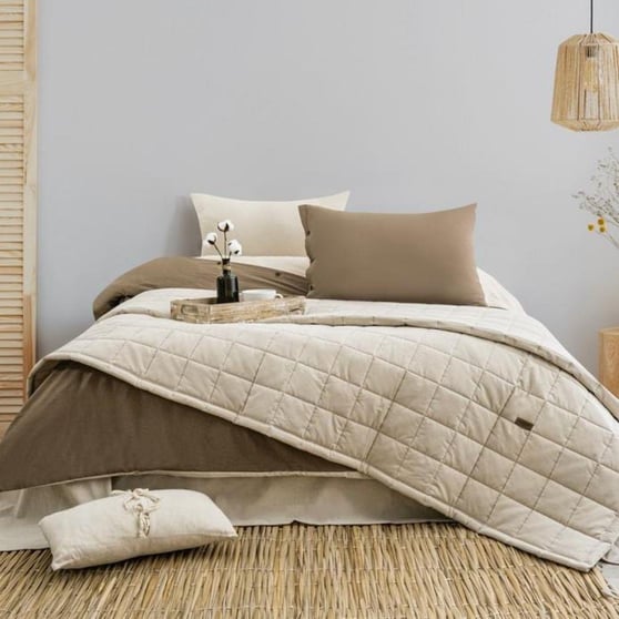 Schafer Soft Çift Kişilik Yatak Örtüsü Nevresim Seti 5 Parça Bej 230x250