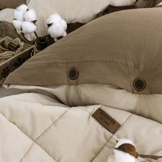Schafer Soft Çift Kişilik Yatak Örtüsü Nevresim Seti 5 Parça Bej 230x250