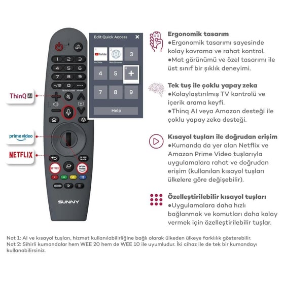 SUNNY SN50UPRL-W02M 50 4K Ultra HD Smart webOS Televizyon (Sihirli Kumanda)