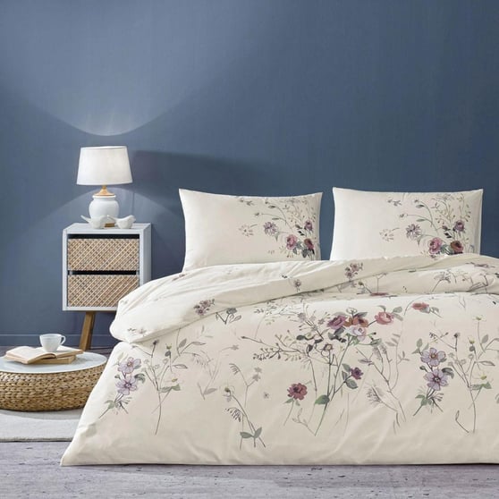 Taç Kıara Ranforce Tek Kişilik Pamuk Nevresim Takımı 160x220 Ekru