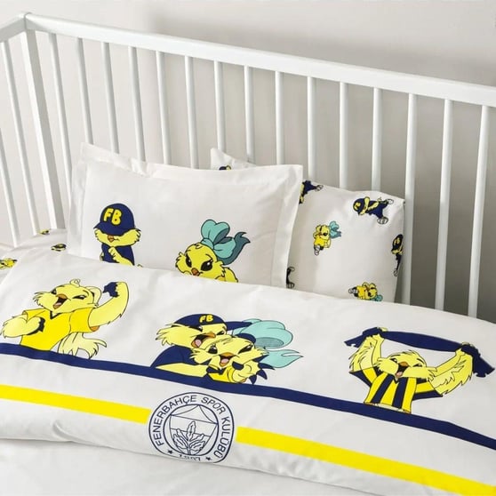 Taç Lisanslı Fenerbahçe Strip Baby Bebek Nevresim Takımı 100x150 Pamuk