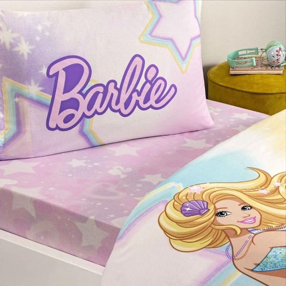 Taç Lisanslı Barbie Mermaid %100 Pamuk Tek Kişilik Nevresim Takımı 160x220 cm
