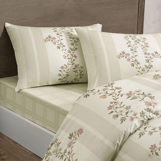 Taç Mirelune %100 Pamuk Tek Kişilik Nevresim Takımı Bej 160x220
