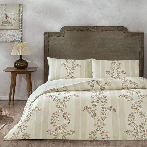 Taç Mirelune %100 Pamuk Tek Kişilik Nevresim Takımı Bej 160x220