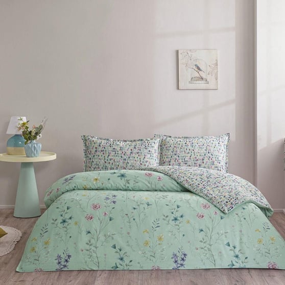 Taç Pepple Çift Kişilik %100 Pamuk Çift Taraflı Nevresim Takımı 200x220 cm Mint