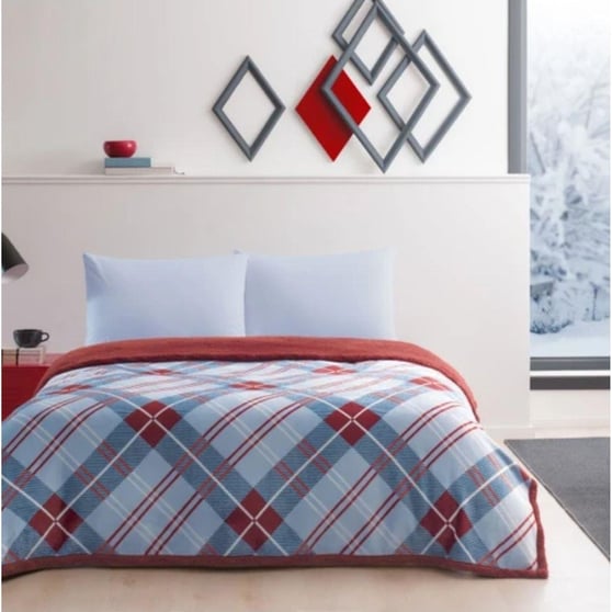 Taç Rialta Winter Set Tek Kişilik Battaniyeli Çarşaf Seti Kırmızı 100x200