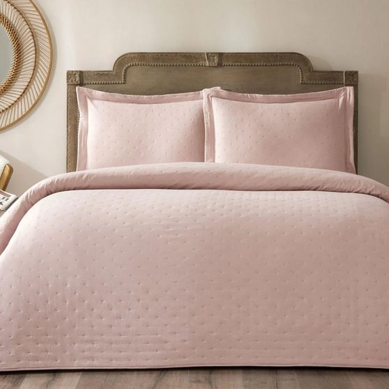 Taç Rita Çift Kişilik Yatak Örtüsü Takımı Pudra 260x250 cm (3 Parça)