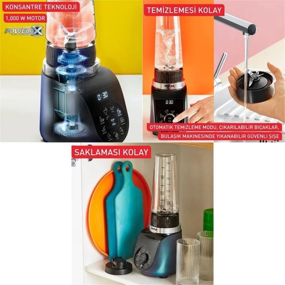 Tefal Blend Up 1000W Kişisel Blender Kuzey Mavisi + 2 OTG Şişe
