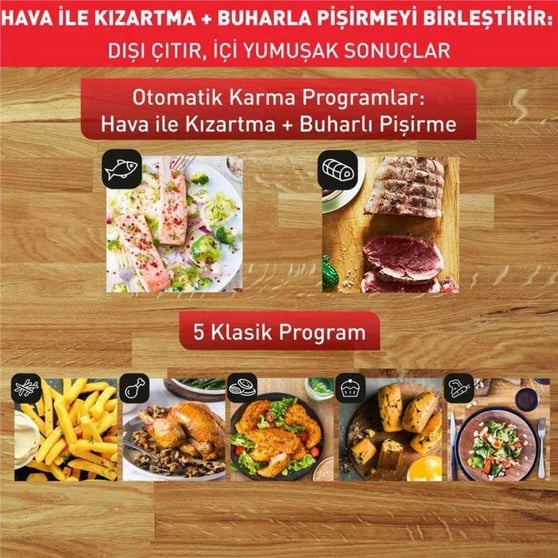 Tefal Easy Fry Grill & Steam+ 6.5 L 1700W 3ü 1 Arada Az Yağlı Fritöz