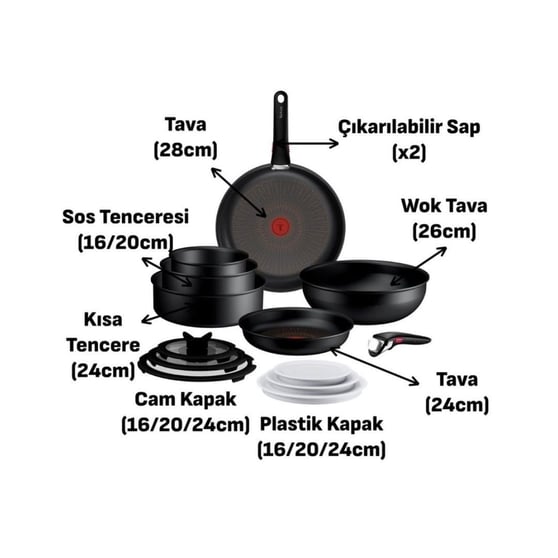 Tefal Ingenio Excellence Fusion Core 9X Büyük Set 14 Parça Çıkarılabilir Saplı Tava Tencere Seti