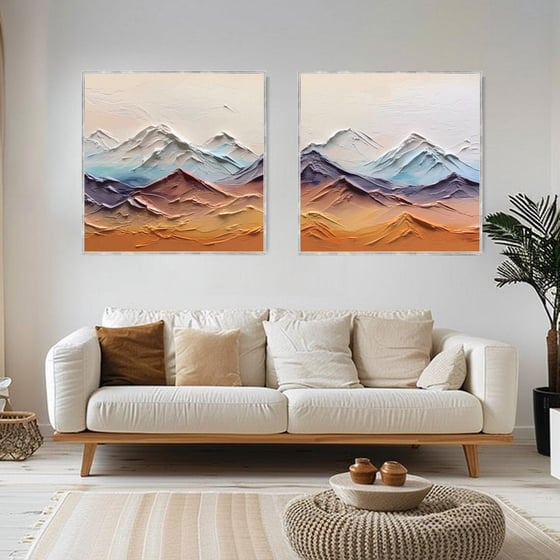 Abstract Mountains İkili Set 3D Yoğun Yağlı Boya Tablo3D Yoğun Yağlı Boya TablolarTablolife