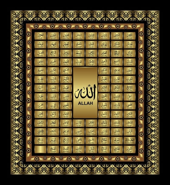 Allahın 99 İsmi - Dini Kanvas Tablo