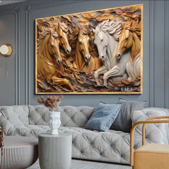 Atlar 3D Yoğun Yağlı Boya Tablo3D Yoğun Yağlı Boya TablolarTablolife