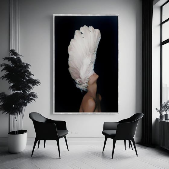 Bird Woman Yağlı Boya Dokulu TabloYağlı Boya Dokulu Kadın Temalı TablolarTablolife