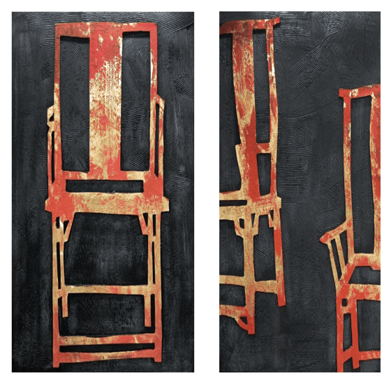 Chairs İkili Set Yağlı Boya Dokulu TabloYağlı Boya Dokulu Soyut TablolarTablolife