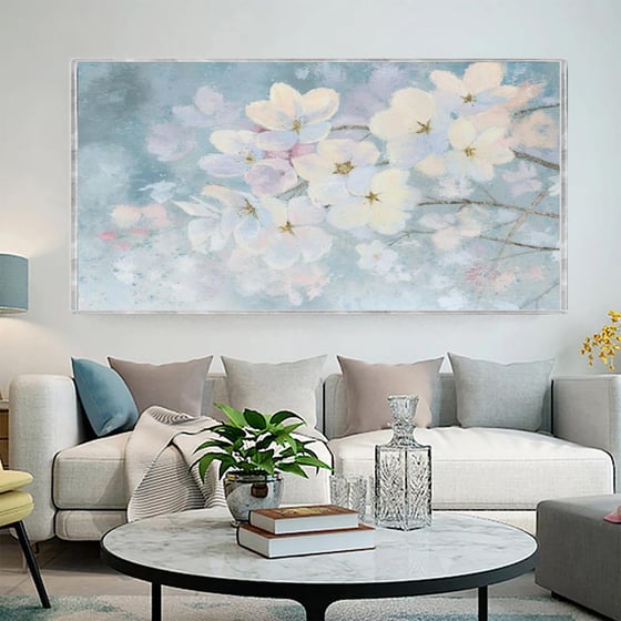 Cherry Blossoms Yağlı Boya Dokulu TabloYağlı Boya Dokulu Çiçek TablolarıTablolife