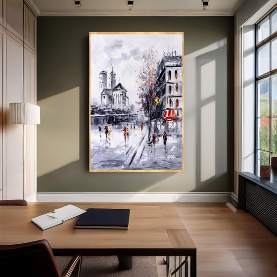 City Square Yağlı Boya Dokulu TabloYağlı Boya Dokulu Soyut TablolarTablolife